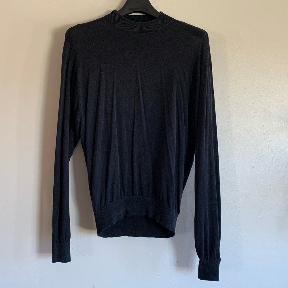 Baracuta Silk Cotton Blend Natural Fibers Long Sleeve Black Sweater Top size XL